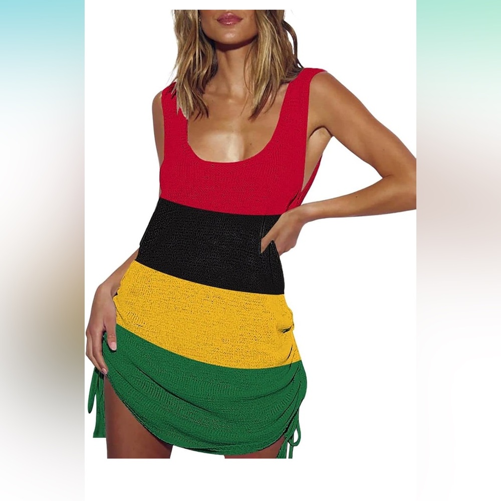 Colorful Striped Sleeveless Dress/Cover Up